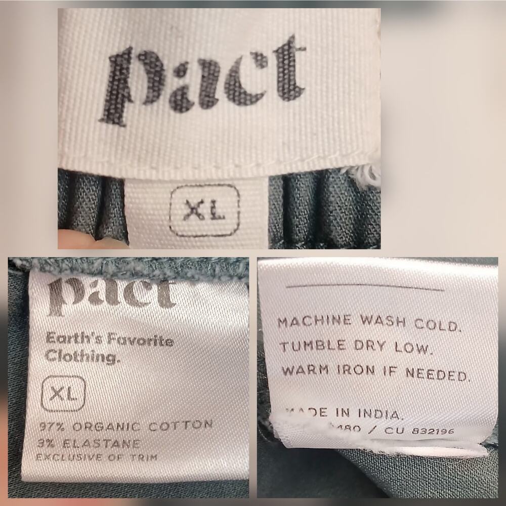 Pact Women's SZ XL Organic Cotton Twill Utility Jogger Green Ankle Zip - Picture 4 of 4